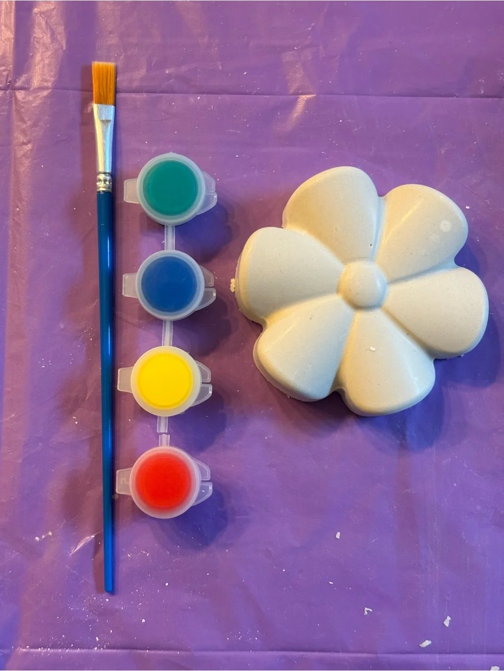 Flower-Shaped Paintable Plaster Set with Paints